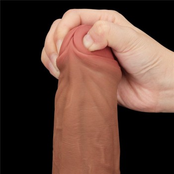 Lovetoy 11.5" Sliding Skin Dildo - Brown