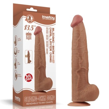 Lovetoy 13.5" Sliding Skin Dildo - Brown