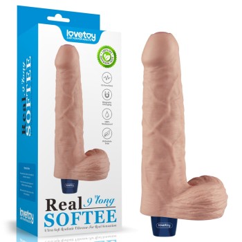 Lovetoy 9" Real Softee Vibro Dildo - Flesh